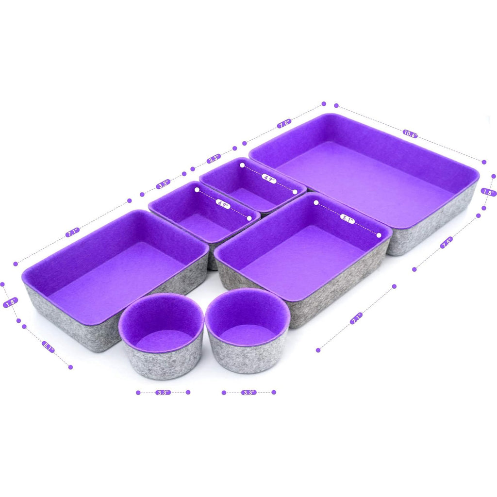 7-Piece Beige Felt Drawer Organizers E496360