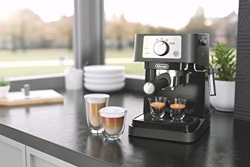Black Manual Espresso Machine with Milk Frother Steam Wand G6312