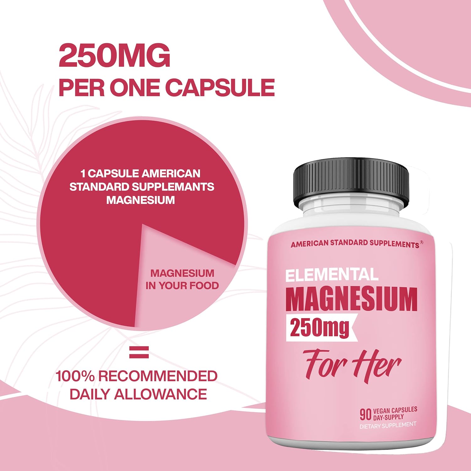 Magnesium Glycinate 250mg 90 Capsules Supplement Y257