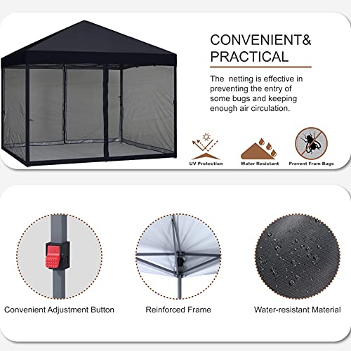10x10 Beige Pop-Up Outdoor Canopy with Netting Screen Walls R285