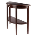 Walnut Half Moon Console Table with Drawer and Shelf N461174