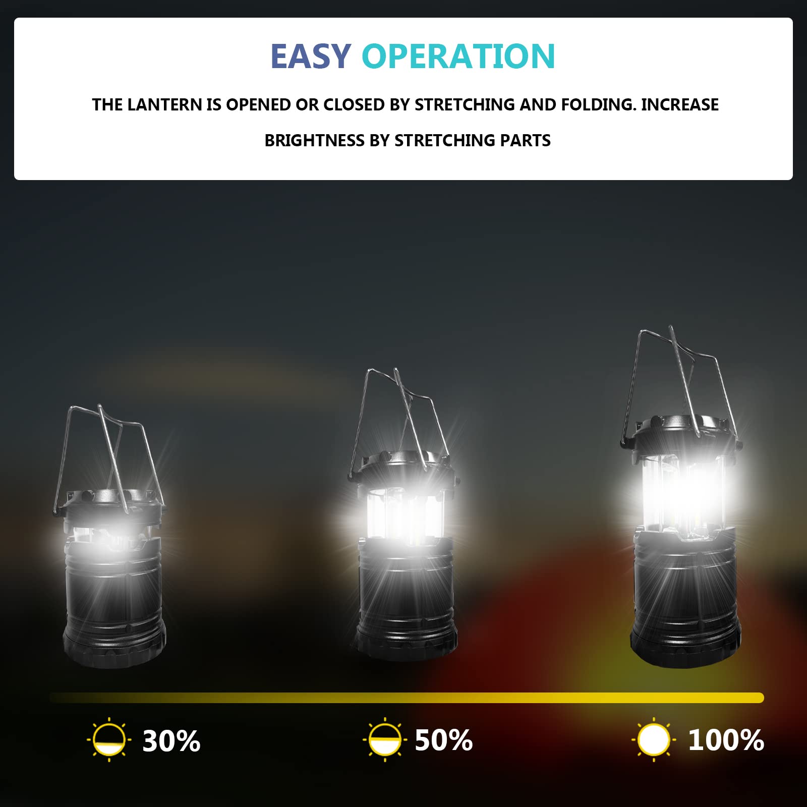 4 Pack Camping Lantern with 30 LED Bulbs and COB Flashlight U126674