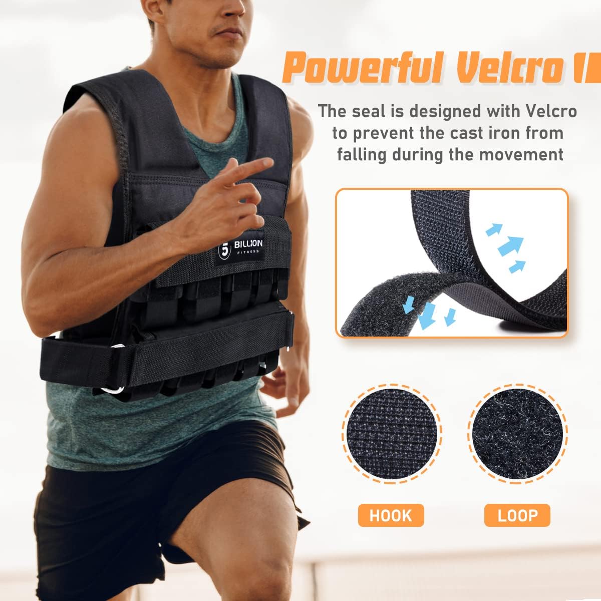 Adjustable Weighted Vest 0-44lbs with Solid Bar Weights N742