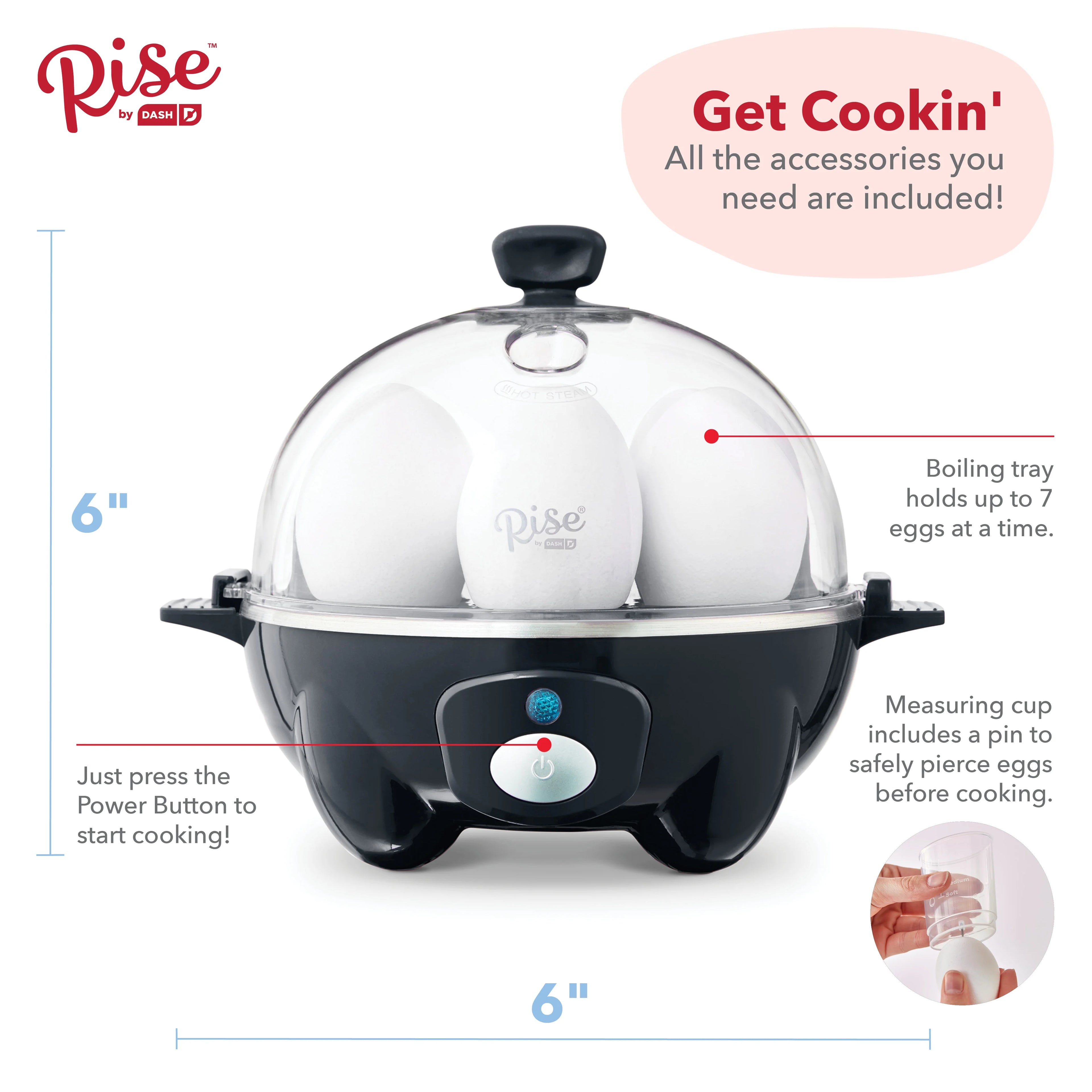 7 Egg Capacity Electric Egg Cooker Black Q9174