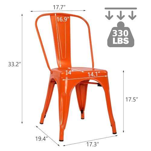 Orange Metal Stackable Side Chairs Set of 4 Z20622