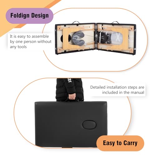 Portable Massage Table 28 inch Wide Height Adjustable Folding Spa Table with Non-Woven Bag L633503