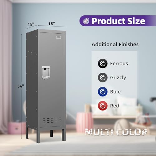 Metal Locker with 5 Doors, 66'' Steel Storage Cabinet with Hooks, Card Slots T767075