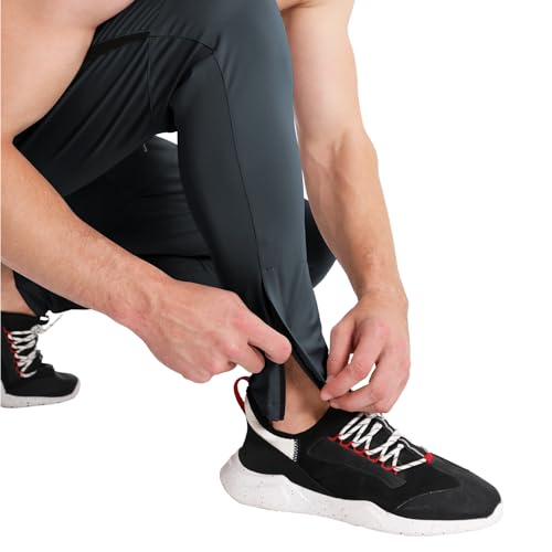 Mens Tapered Gym Joggers Lightweight Quick Dry Athletic Running Pants with Pockets E150
