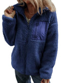 Womens Fleece Jackets Long Sleeve Warm Teddy Coats with Pockets A7965