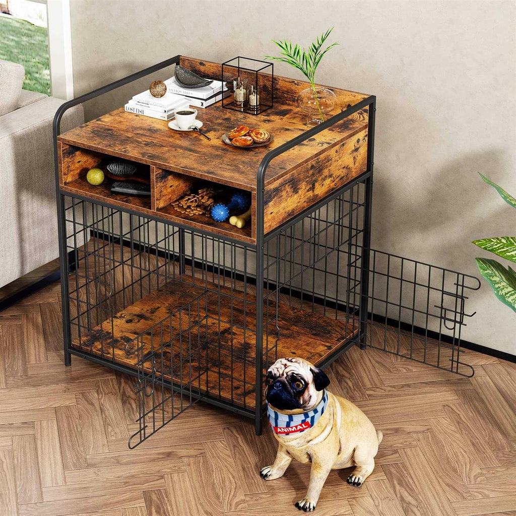 Dog Crate Furniture Wood Dog Cage with Drawers Storage A24631