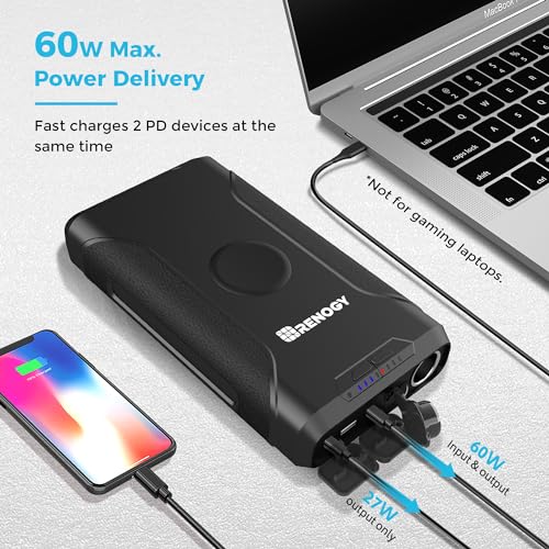 72000mAh 266Wh 12v Power Bank with 60W PD USB-C DC Wireless Charging Flashlight V455027