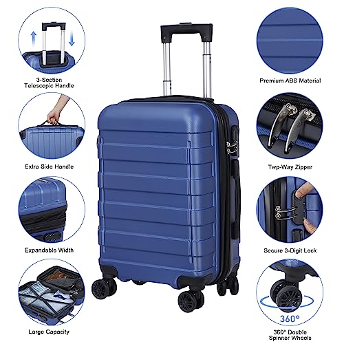 Black 21 Inch Expandable Hardside Carry On Luggage with Spinner Wheels K122997