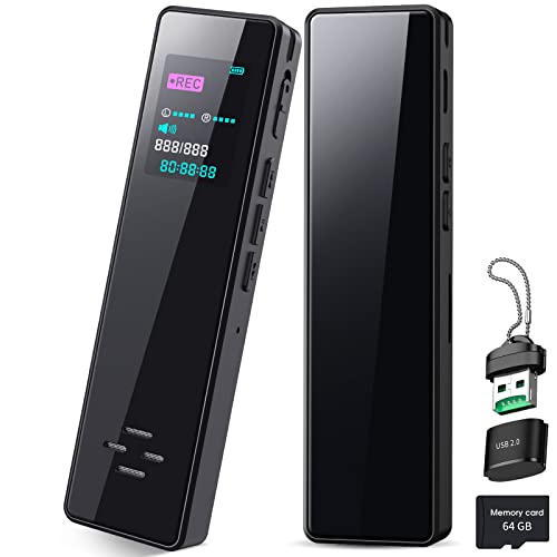 64GB Digital Audio Voice Recorder with Playback, Noise Reduction, MP3 Player O788