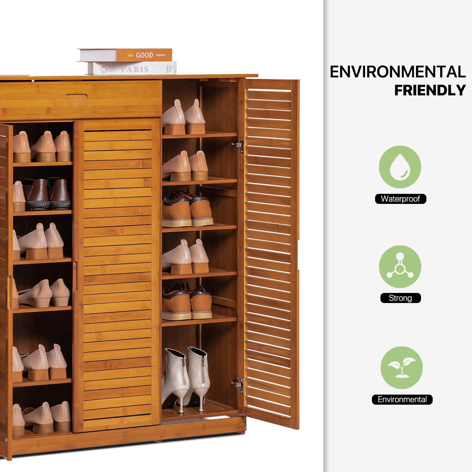 Bamboo 7-Tier Shoe Organizer with Drawer H45120