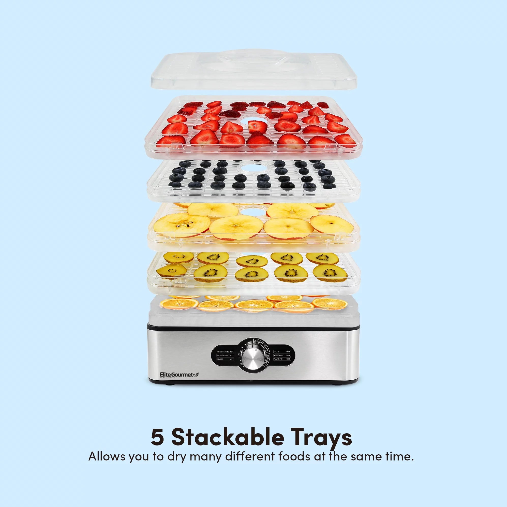 5 Stainless Steel Tray Food Dehydrator V17414