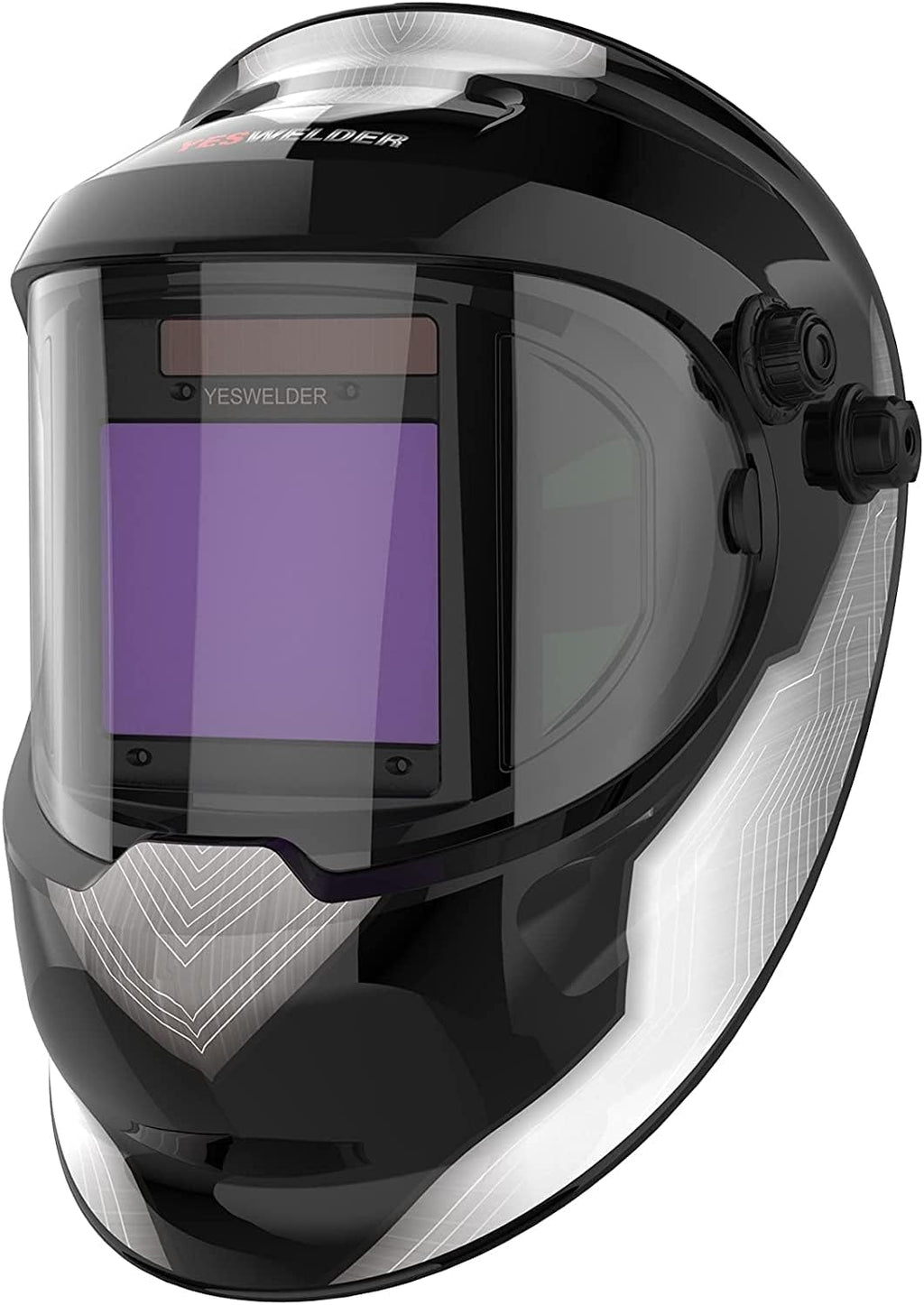 Large Viewing True Color Solar Powered Auto Darkening Welding Helmet with Side View, 4 Arc Sensor Wide Shade 4/5-9/9-13 Welder Mask M968