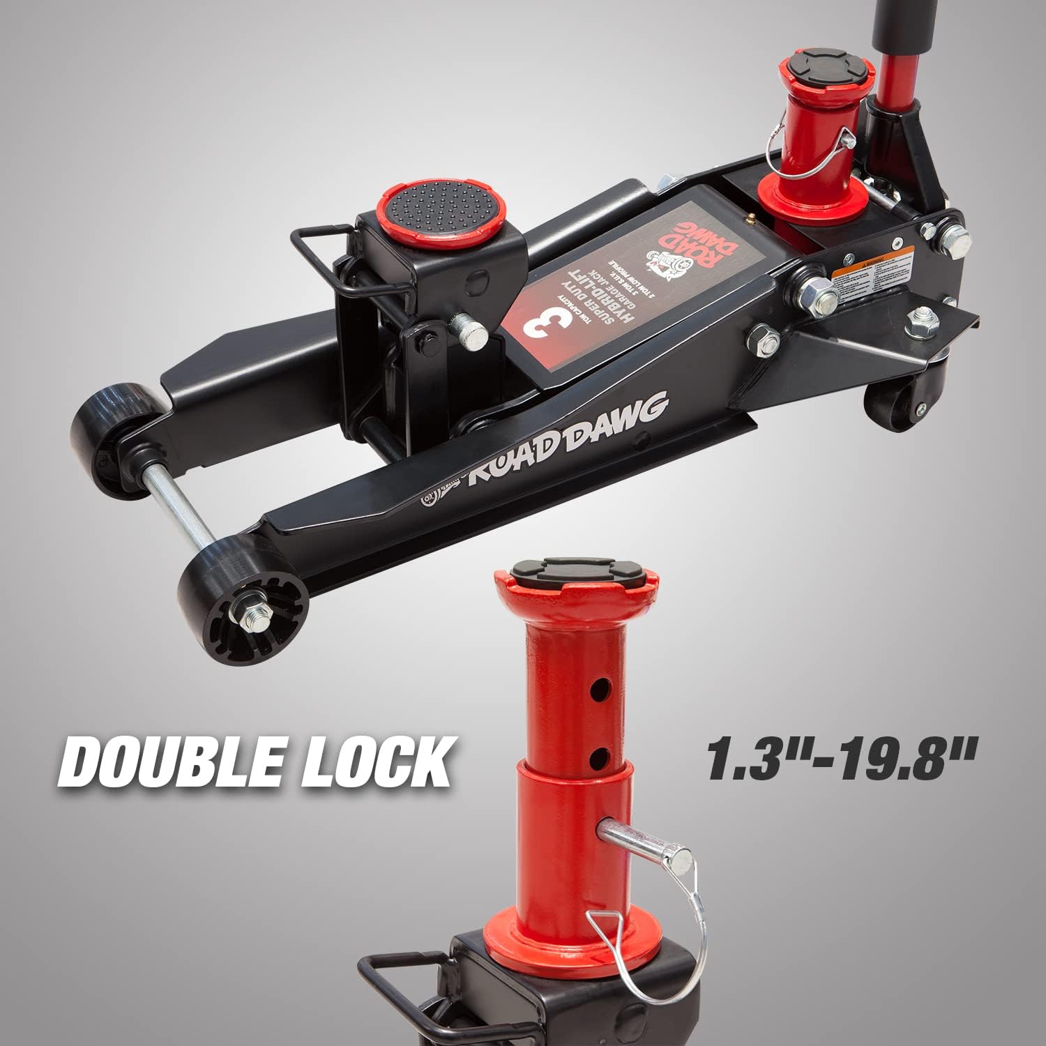 Black 3 Ton Hydraulic Floor Jack with Quick Lift Pump O9618