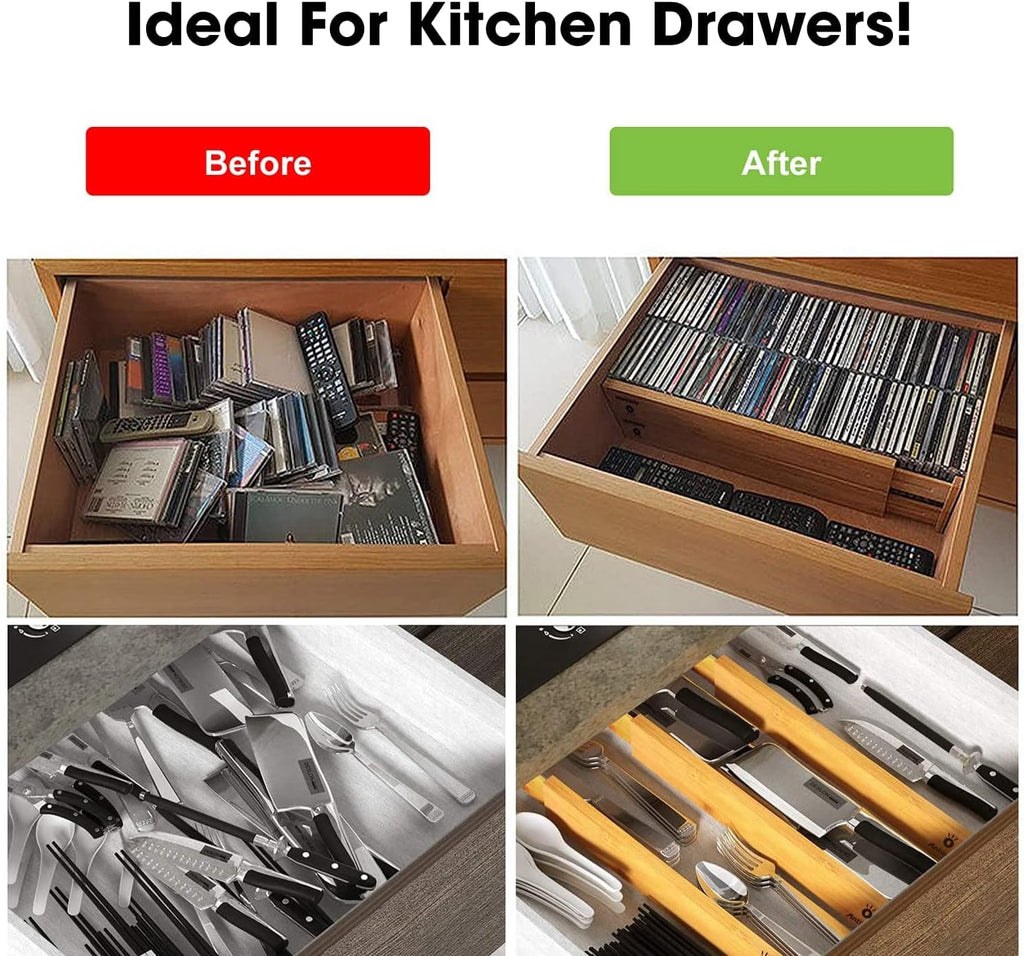 Bamboo Drawer Dividers Organizers 16pcs, Expandable Drawer Separators, 17-22 inches Adjustable M22126