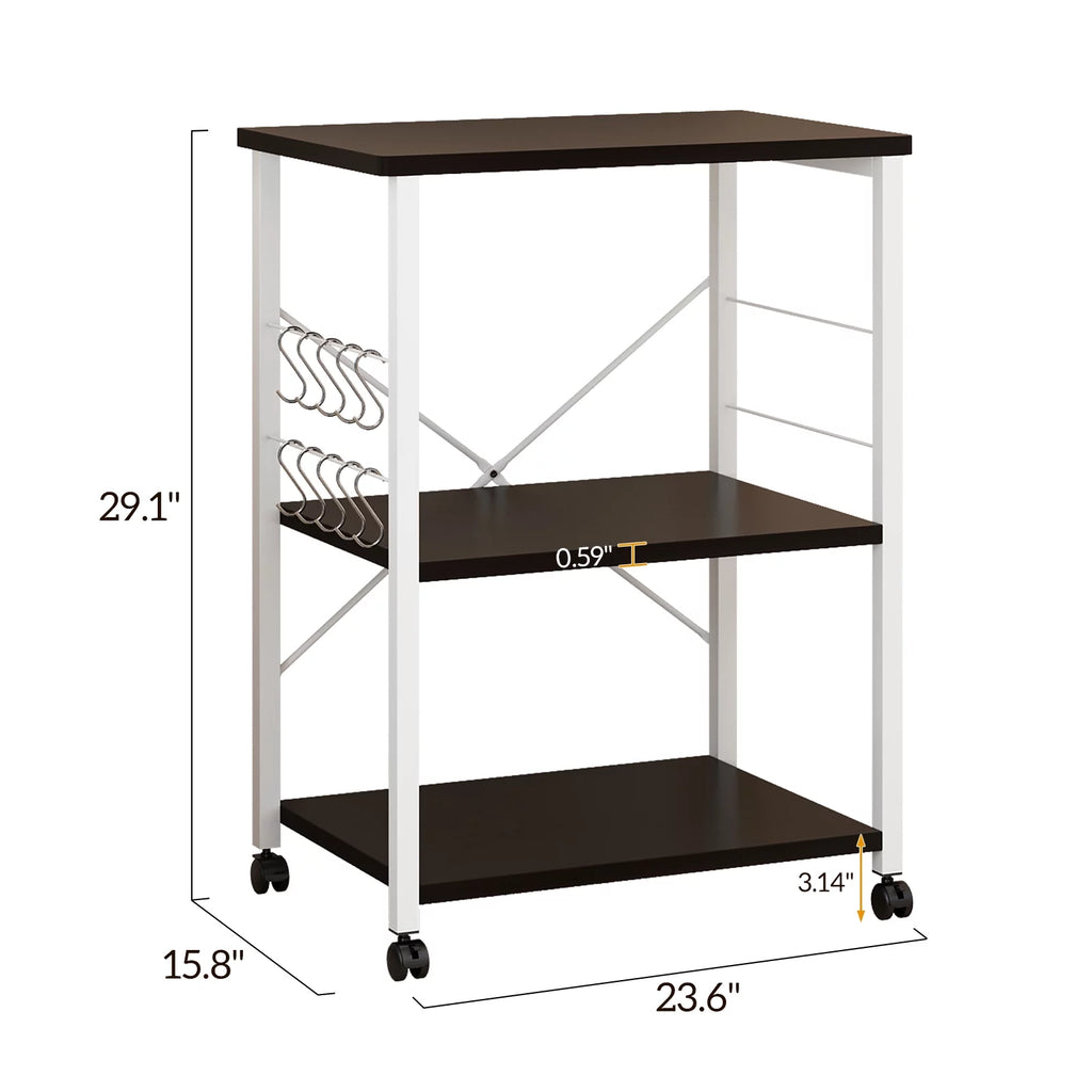 3-Tier Rolling Kitchen Cart with Microwave Stand Q384203