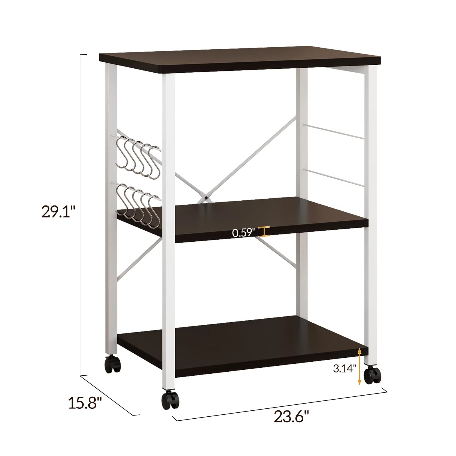 3-Tier Rolling Kitchen Cart with Microwave Stand Q384203