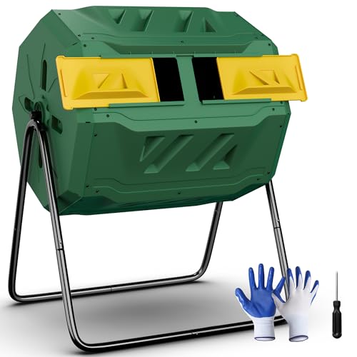 43 Gallon Dual Chamber Compost Tumbler Bin Black A709