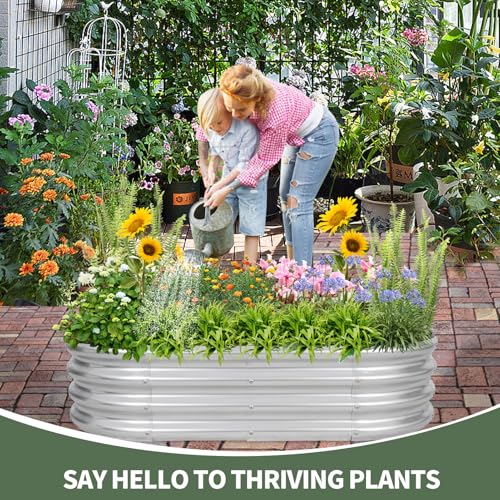 Silver 4x2x1ft Metal Raised Garden Bed 2pack E23916