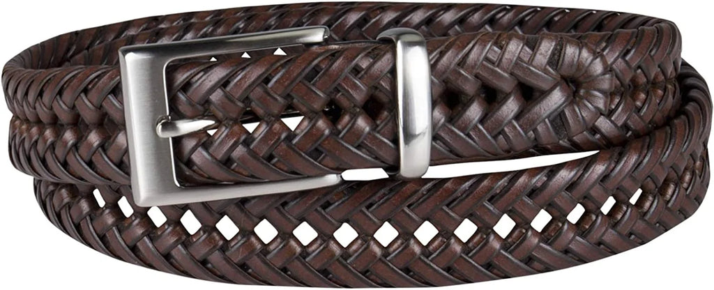 Men's Leather Braided Casual Dress Belt 40 Tan J99337