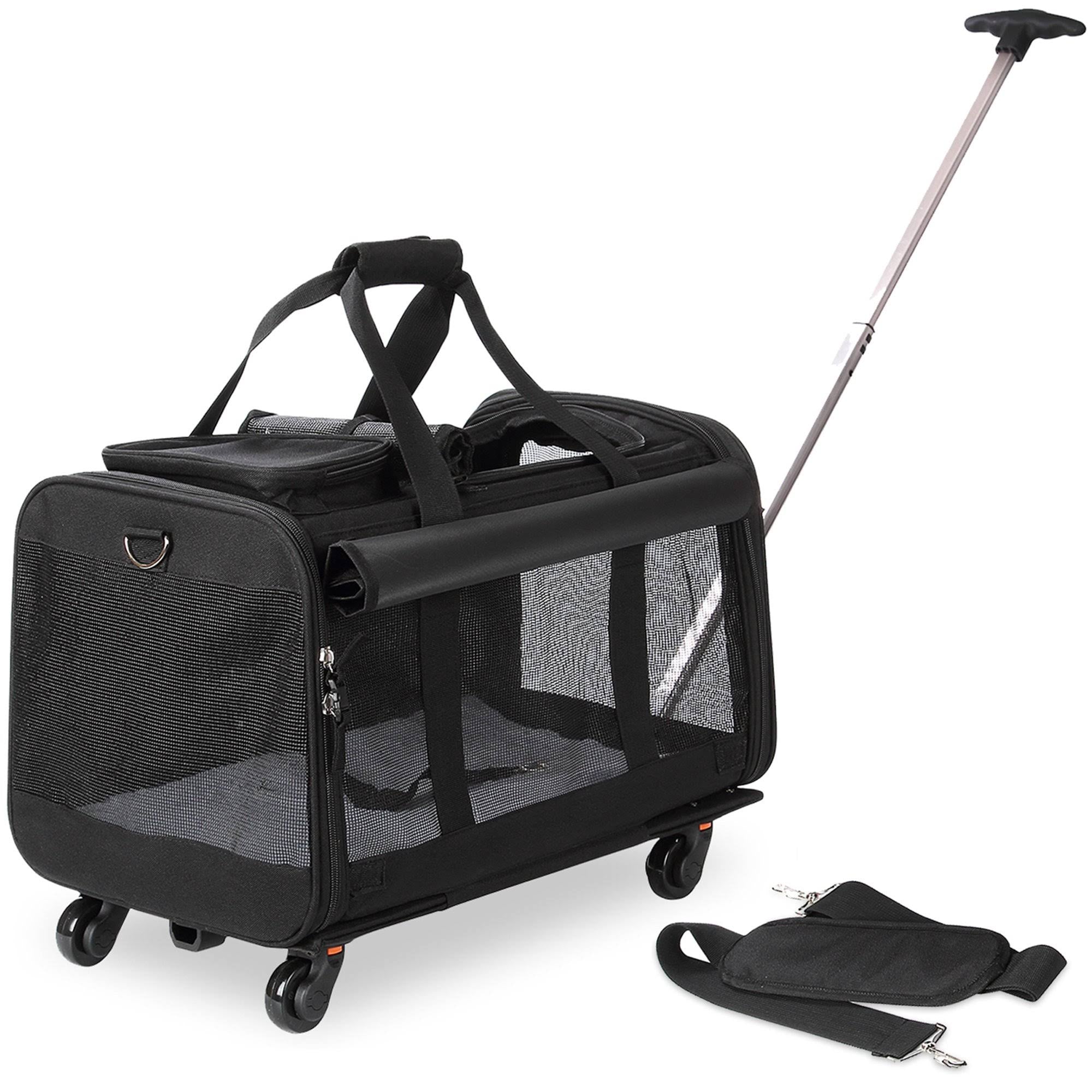 Black Pet Carrier with Detachable Wheels R5606
