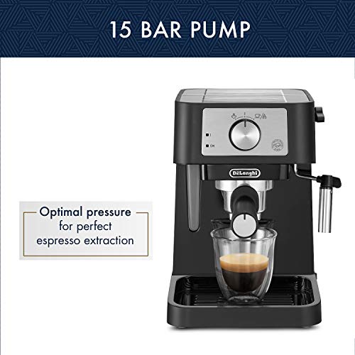 Black Manual Espresso Machine with Milk Frother Steam Wand G6312