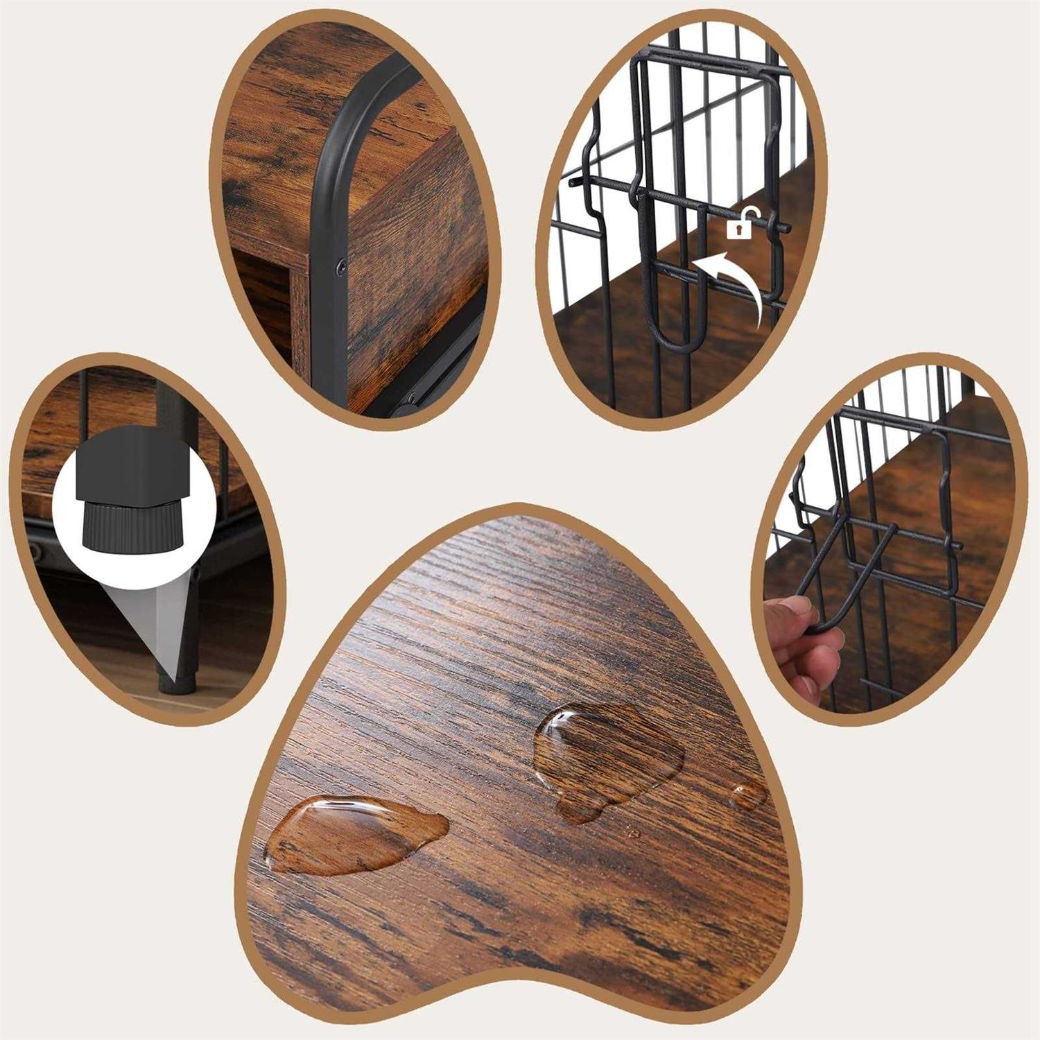 Dog Crate Furniture Wood Dog Cage with Drawers Storage A24631
