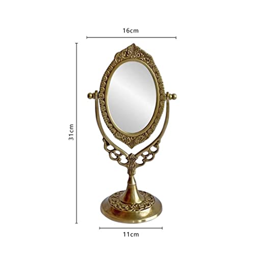 European Style Retro Brass Handle Desktop Dressing Mirror C882