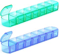 Blue+Green Extra Large Pill Organizer 2 Pack 7 Day Weekly Pill Case A40572