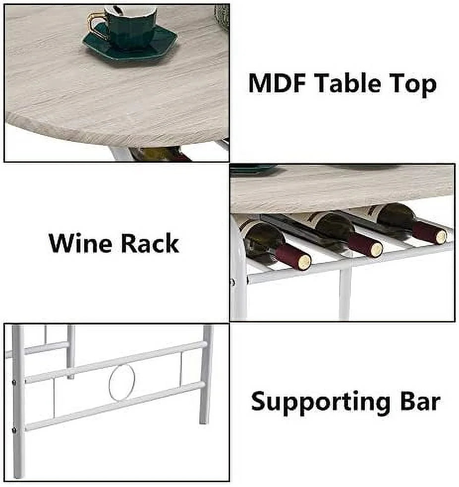 Compact Dining Table Set with Rack (Oak and White) J852