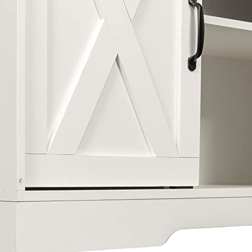 White 59 Inch Wood TV Stand with Sliding Barn Doors F7941