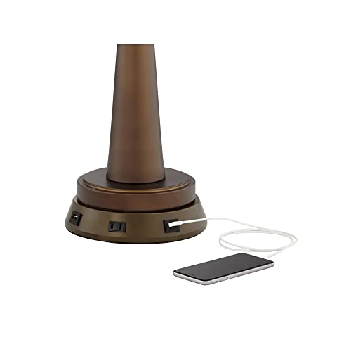 Rustic Industrial Table Lamp with USB and AC Power Outlet 26" High Oil Rubbed Bronze Double Shade B504
