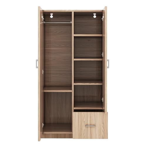 3 Door Wardrobe with Mirror and Hanging Rod S1711