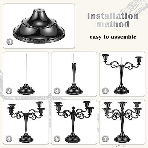 3 Pcs Metal Gold 5 Arm Candle Holders 10.24 Inch N518550