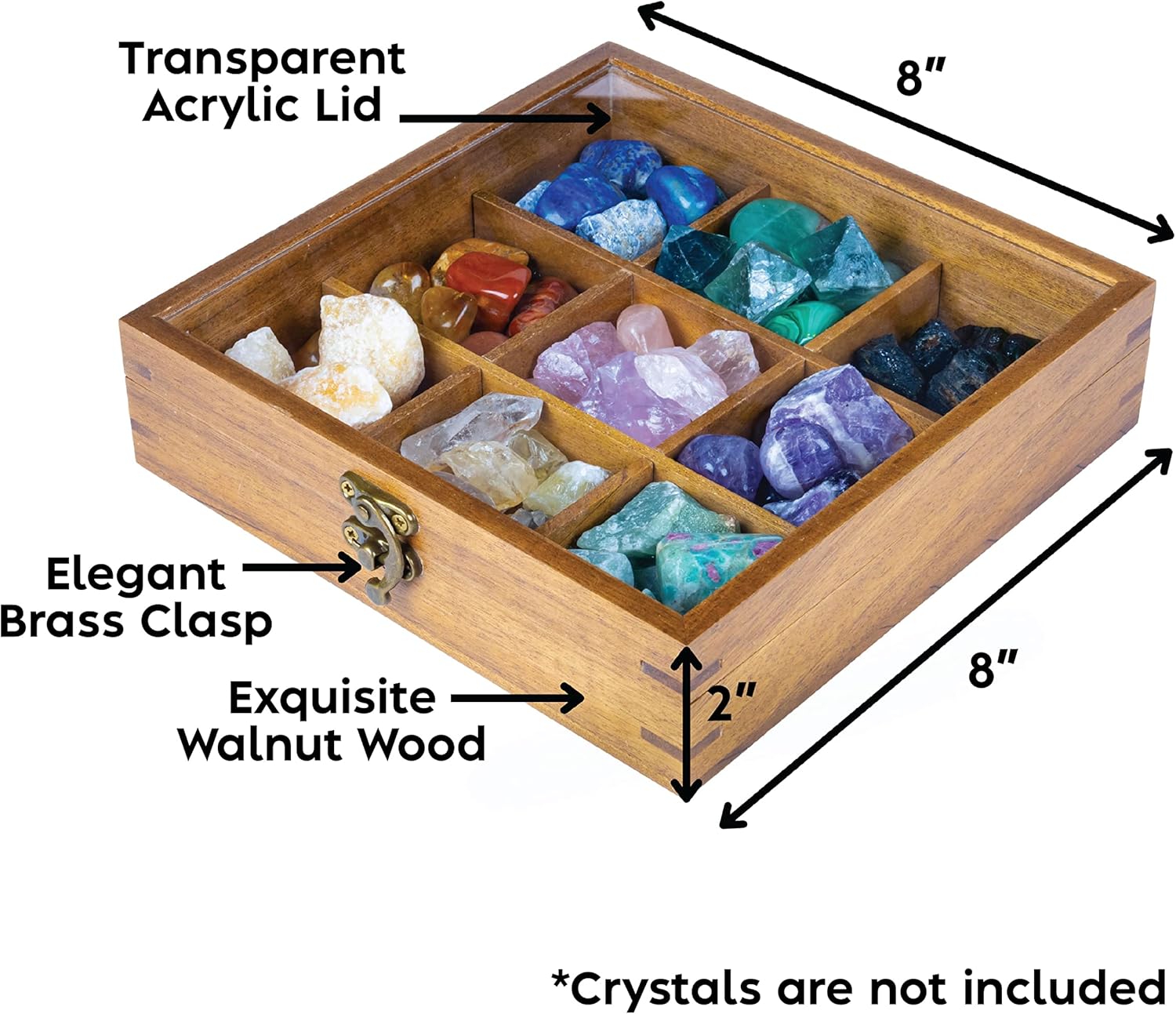 9 Grid Crystal Display Case with Acrylic Lid L81701