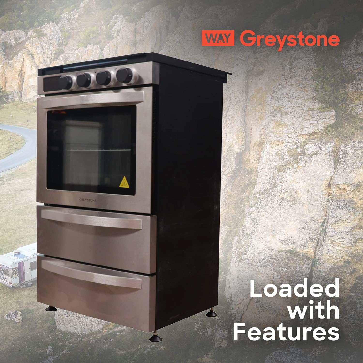 21 Inch Freestanding RV Gas Range Stove and Oven Combo 3 Burners Stainless Steel K52902