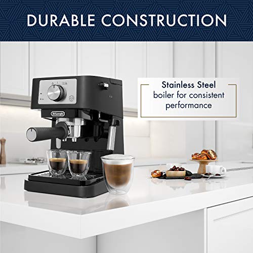 Black Manual Espresso Machine with Milk Frother Steam Wand G6312