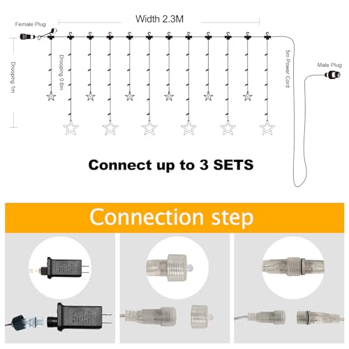 138 LED Star String Lights with Timer, Warm White B2733
