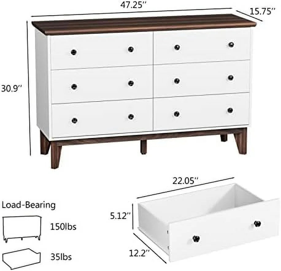Black 6 Drawer Wood Dresser X515570