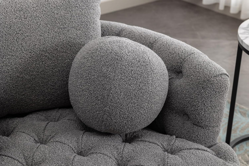 Oversized Chenille Tufted Accent Barrel Chair with 3 Pillows B563569