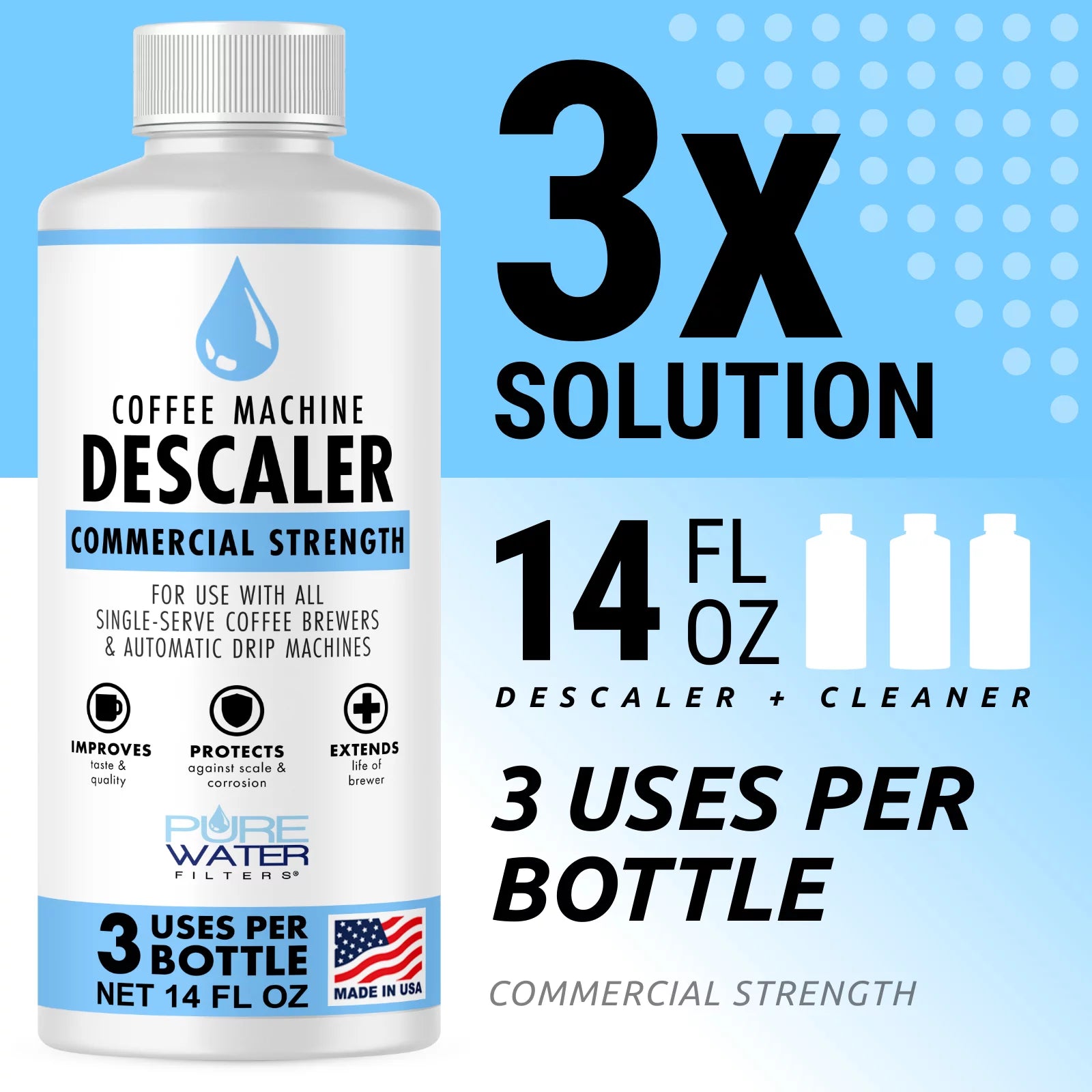 Descaler & Cleaner (6 Uses) Descaling Solution for Coffee Makers & Espresso Machines C487904