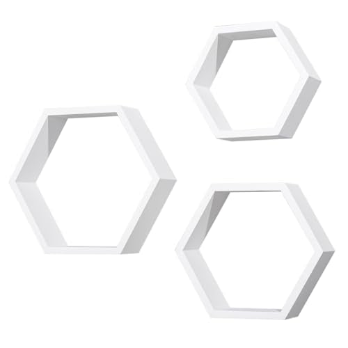 Set of 3 Black Hexagon Floating Shelves C940522
