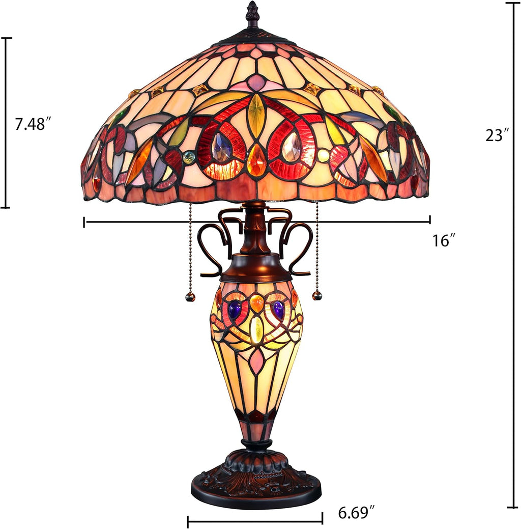 Dark Bronze 3 Light Double Lit Table Lamp 16" Shade U2118