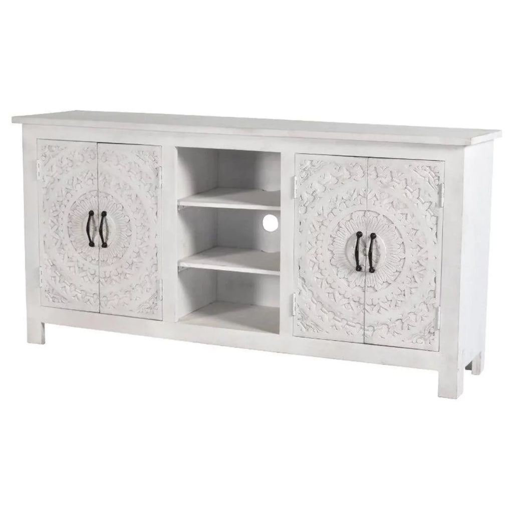 Whitewash Hand Carved Cabinet B538094