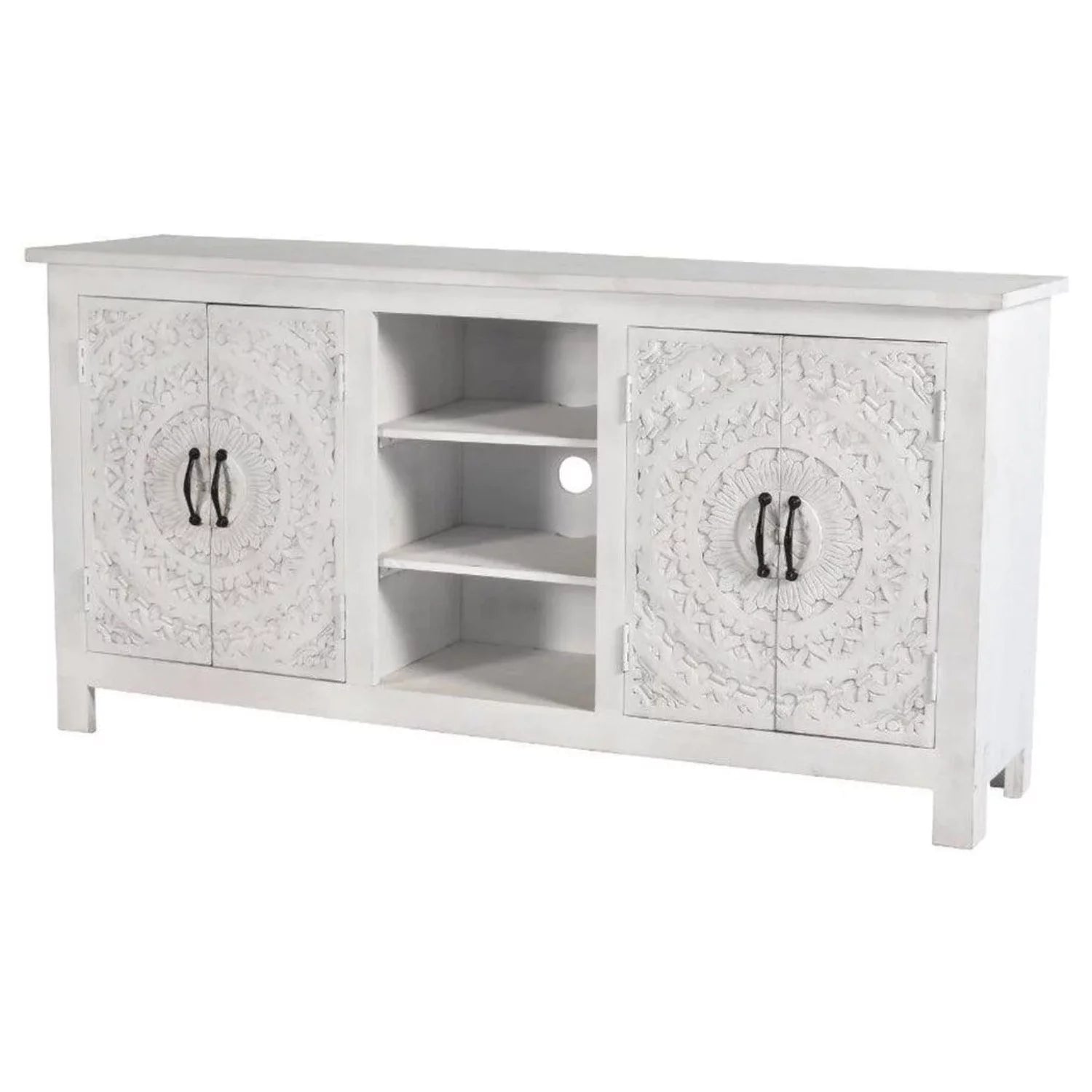 Whitewash Hand Carved Cabinet B538094