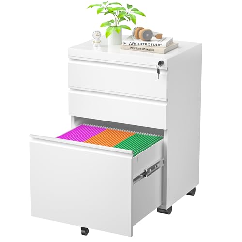 3 Drawer Black Mobile File Cabinet with Lock R410740