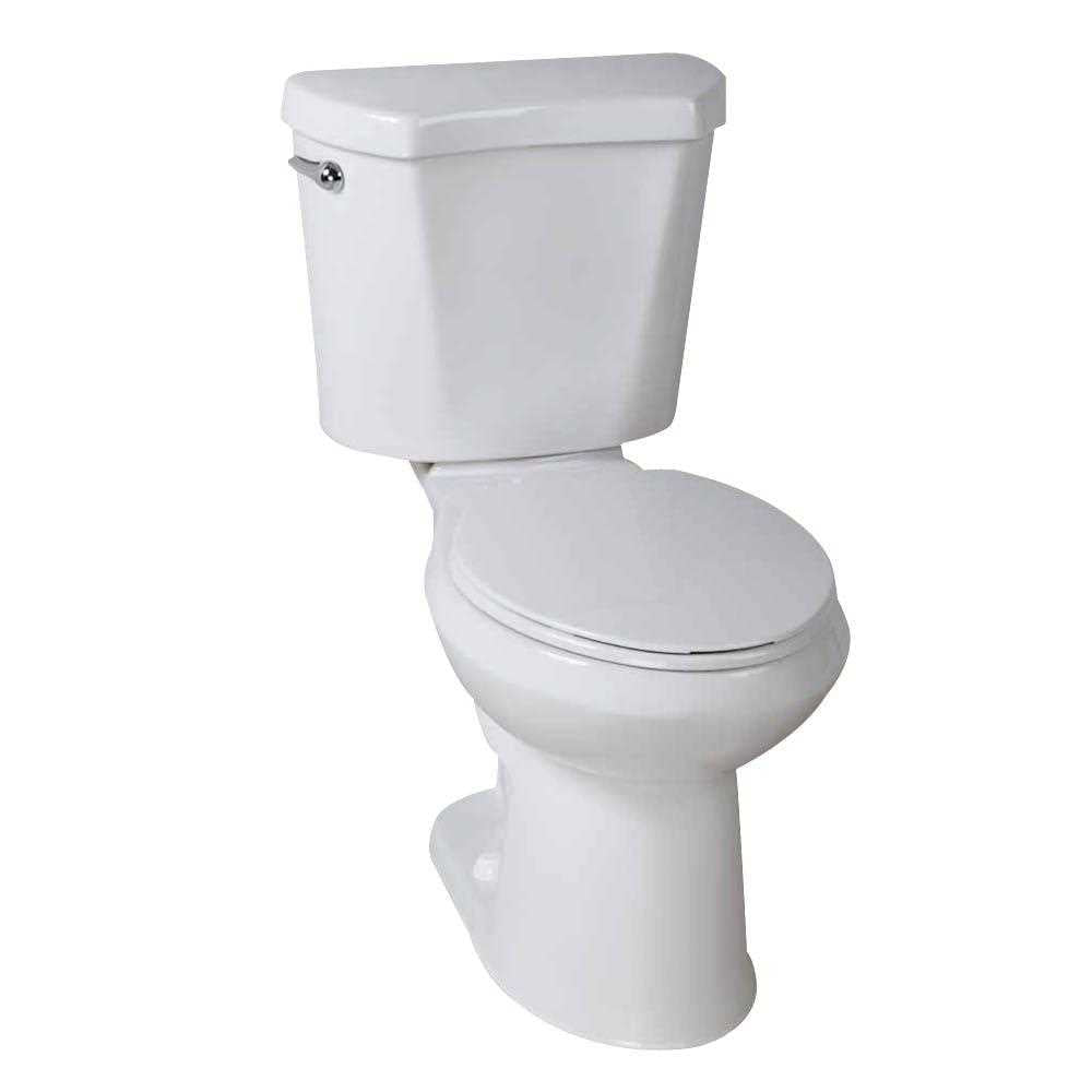 10 in. Rough-in 2-Piece 1.28 GPF Single Flush Round Front Toilet in White E62555